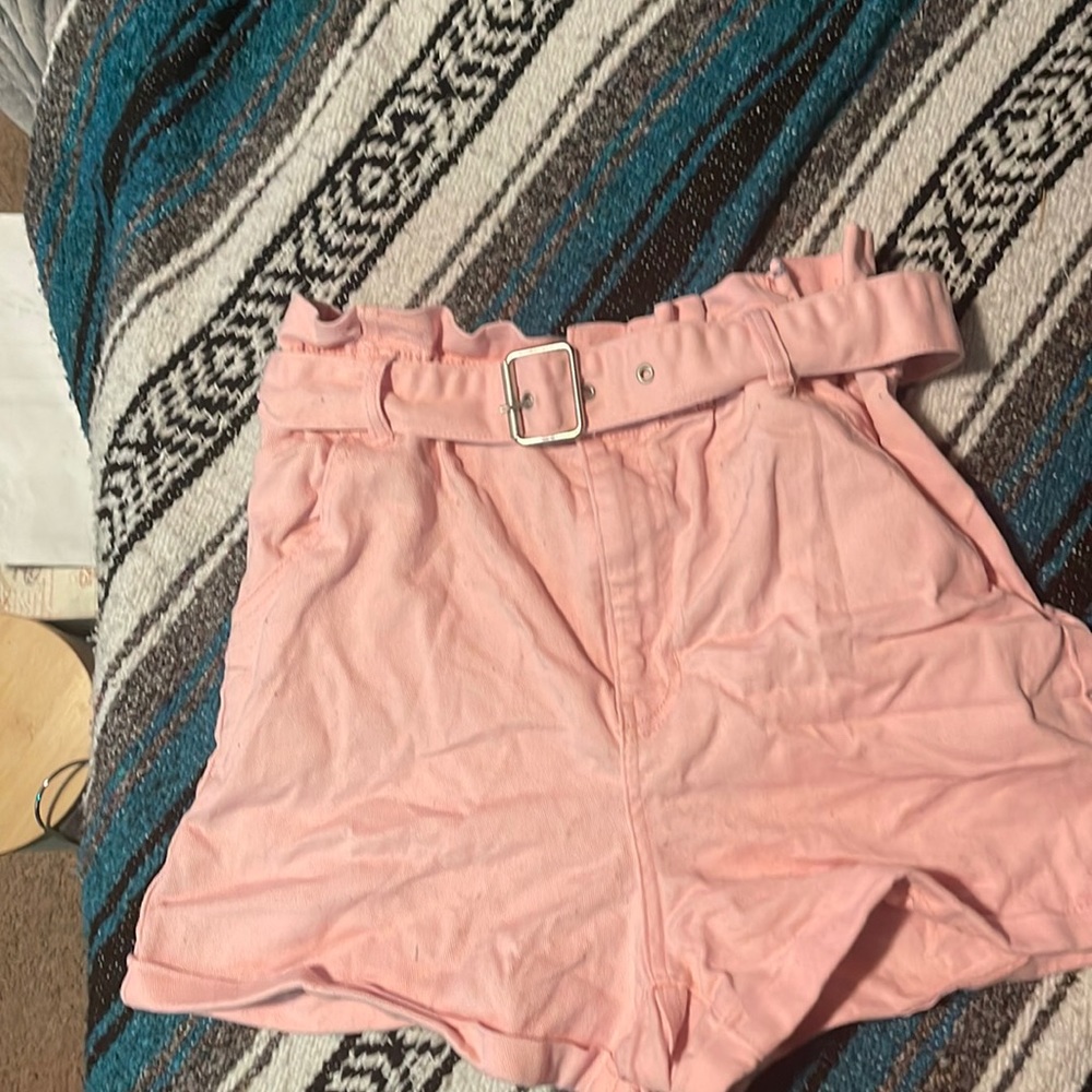 pink jean shorts